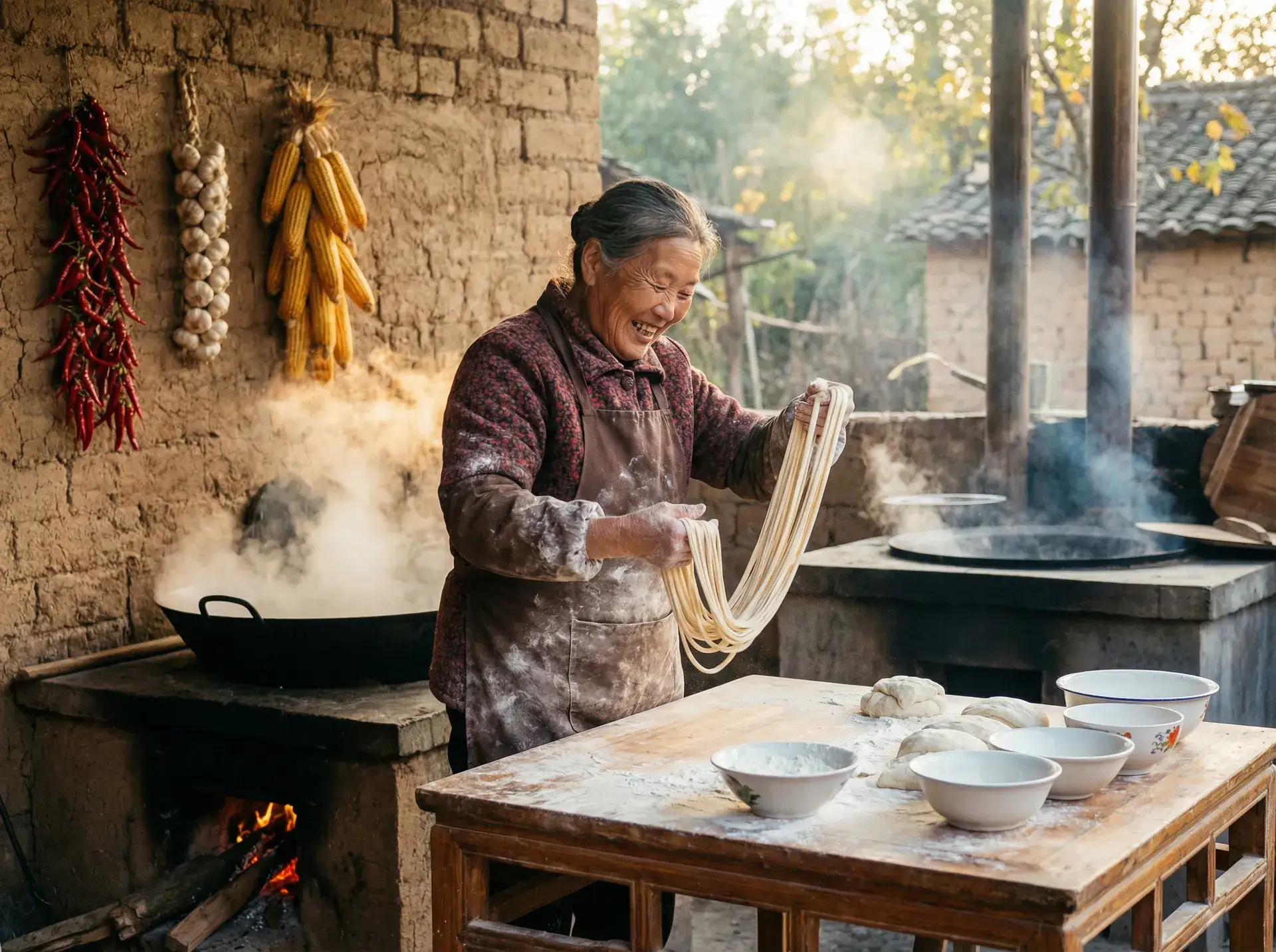 农家大嫂手擀面 - 考的好妈妈随你玩 乡村美食